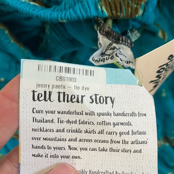 New! Unique Batik, one size fits most, Jenny blue tie dye cuffed harem pants - Picture 4 of 5